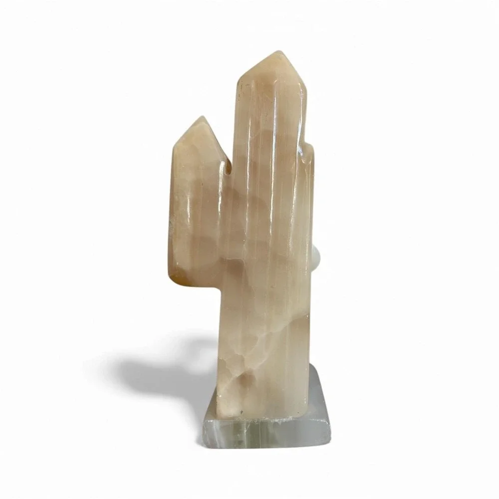 Vintage Onyx Alabaster Cactus Figure Bookend Southwestern Mexican Folk‎ Art